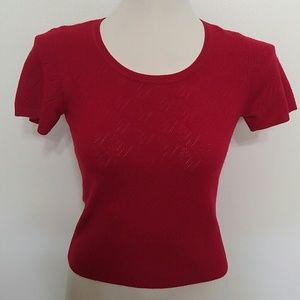 Petite red knit short sleeve top size P